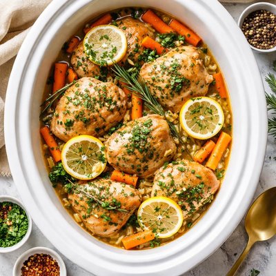 Image of Crock Pot Lemon Chicken with Carrots
