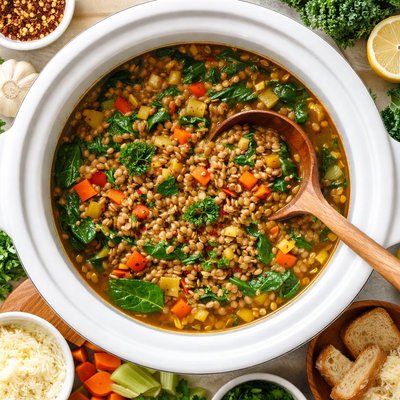 Image of Crock Pot Lentil Soup Vegetarian