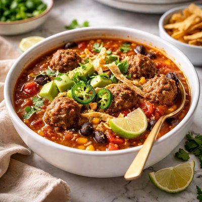 Image of Crock Pot Mexi Meatball Rice Soup