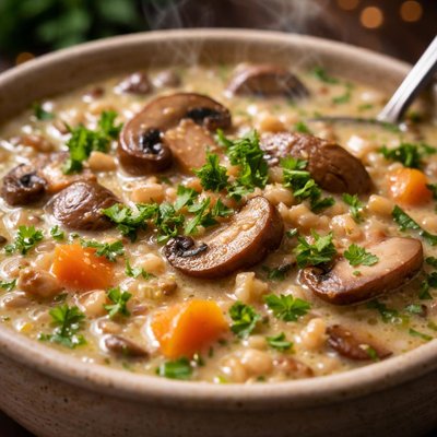 Image of Crock Pot Mushroom Barley Parsley Chowder