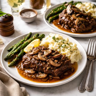 Image of Crock Pot Mushroom Steak Dinner for Two