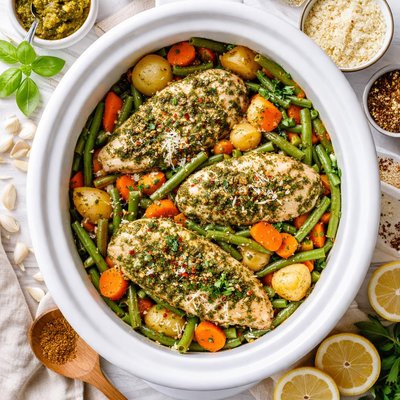 Image of Crock Pot Pesto Ranch Chicken and Veggies Rsc