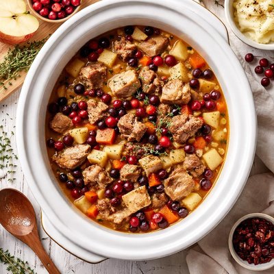 Image of Crock Pot Pork Apple and Cranberry Stew