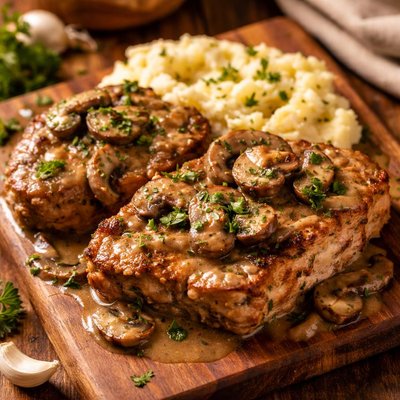 Image of Crock Pot Pork Chops and Mushrooms