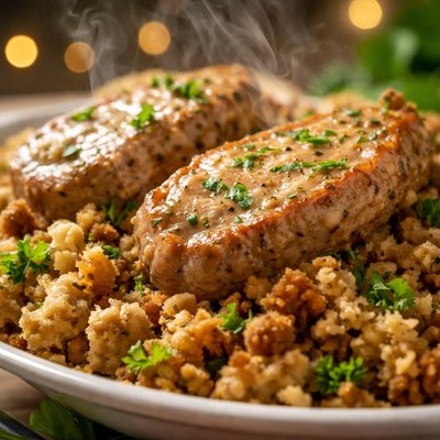 Image of Crock Pot Pork Chops and Stuffing