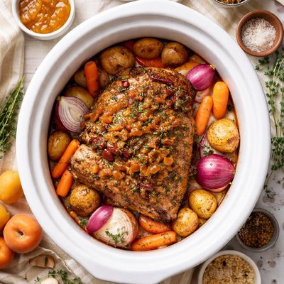 Image of Crock Pot Pork Roast with Apricot and Horseradish