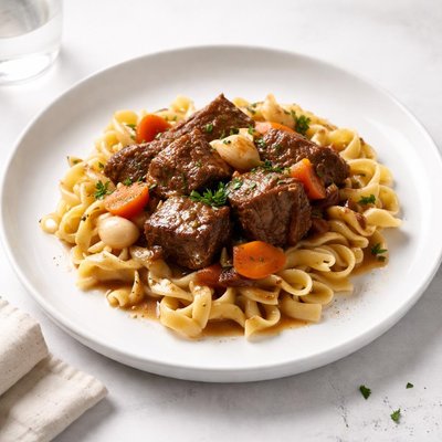 Image of Crock Pot Pot Roast Over Noodles