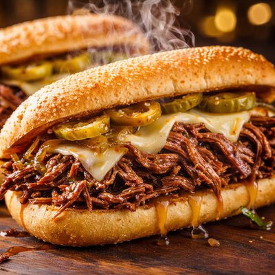 Image of Crock Pot Roast Beef Au Jus Sandwiches