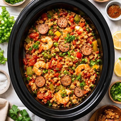Image of Crock Pot Sausage and Barley Jambalaya