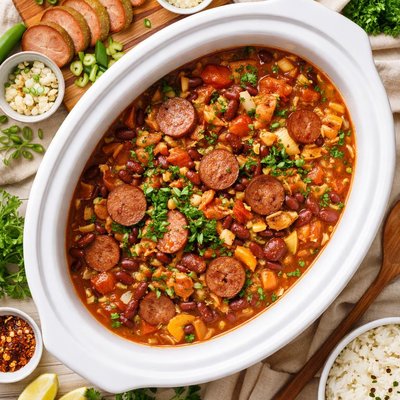 Image of Crock Pot Sausage and Beans