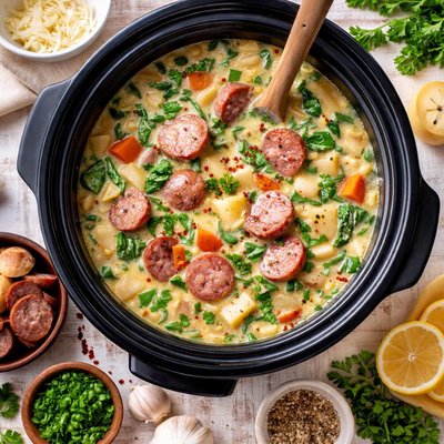 Image of Crock Pot Sausage and Potato Soup