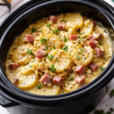 Image of Crock Pot Scalloped Potatoes with Optional Ham