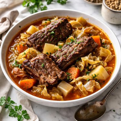 Image of Crock Pot Short Ribs and Cabbage Stew