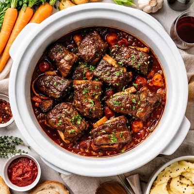 Image of Crock Pot Short Ribs in Red Wine Sauce or Stove Top