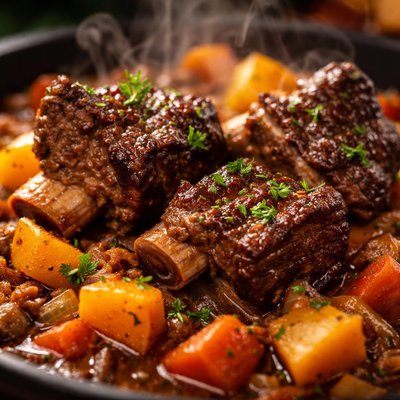 Image of Crock Pot Short Ribs with Ale and Winter Squash
