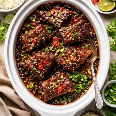 Image of Crock Pot Short Ribs with Hoisin Black Beans