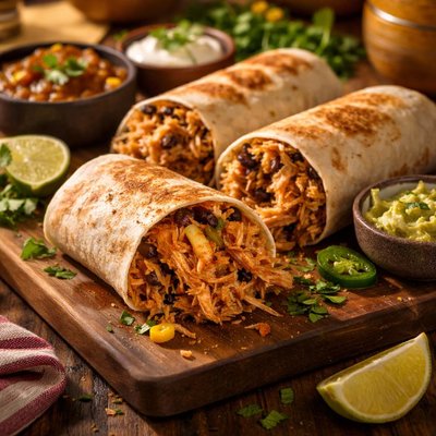 Image of Crock Pot Shredded Chicken Burritos