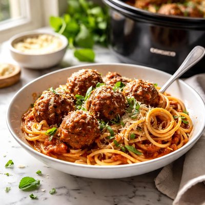 Image of Crock Pot Spaghetti and Meatballs