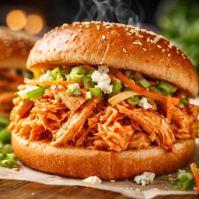 Image of Crock Pot Spicy Buffalo Chicken Sandwiches