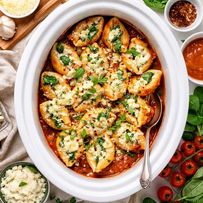 Image of Crock Pot Spinach Stuffed Pasta Shells