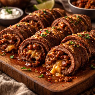 Image of Crock Pot Steak and Chili Roll Ups
