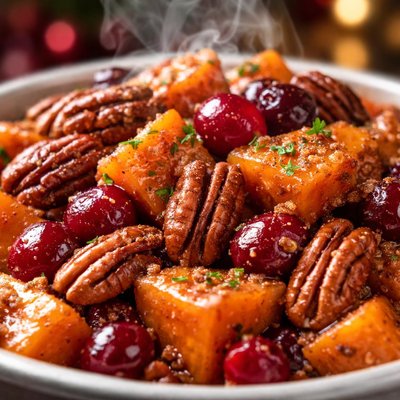 Image of Crock Pot Sweet Potatoes Cranberries with Toasted Pecans