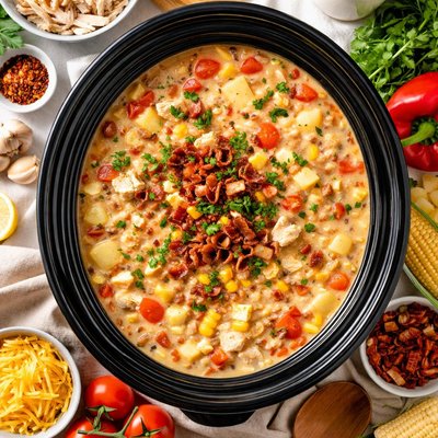 Image of Crock Pot Tomato Potato Chicken Corn Chowder