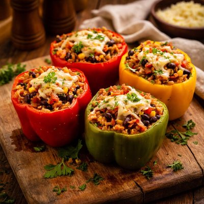 Image of Crock Pot Turkey Stuffed Bell Peppers