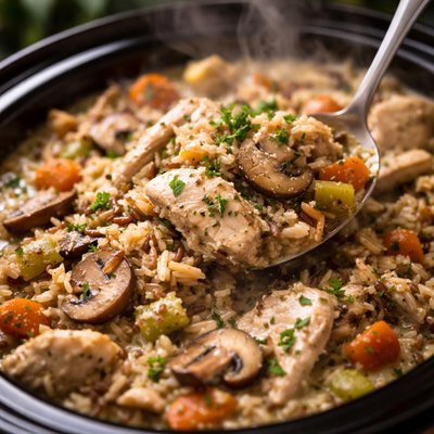 Image of Crock Pot Turkey with Mushroom Wild Rice