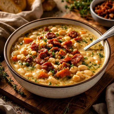 Image of Crock Pot White Bean Soup with Bacon