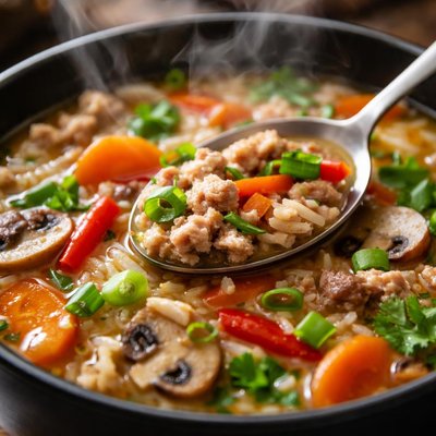 Image of Crockpot Asian Turkey and Rice Soup