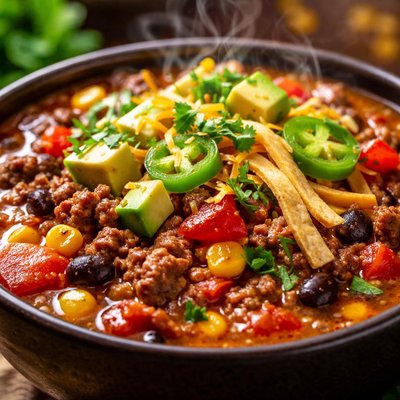 Image of Crockpot Beefed Up Taco Soup