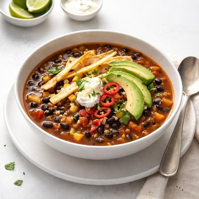 Image of Crockpot Black Bean Tortilla Soup