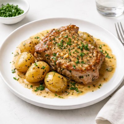 Image of Crockpot Pork Chops and Potatoes in Sauce