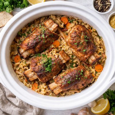 Image of Crockpot Pork Shanks Sauerkraut