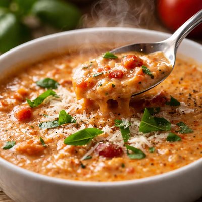 Image of Crockpot Tomato Basil Parmesan Soup