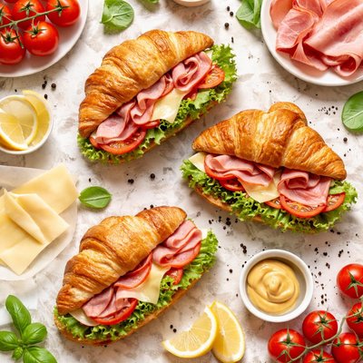 Image of Croissant vegetariano de jamón y queso