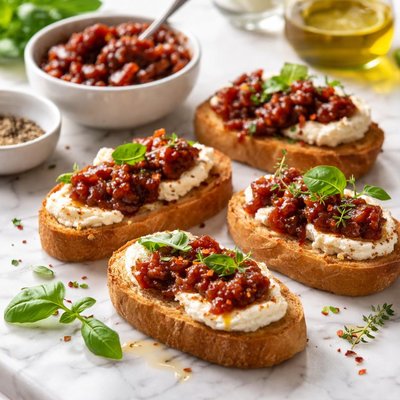 Image of Crostini with Sun Dried Tomato Jam