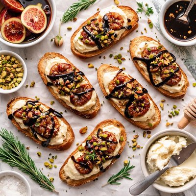 Image of Crostini with Warm Goat Cheese and Balsamic Figs