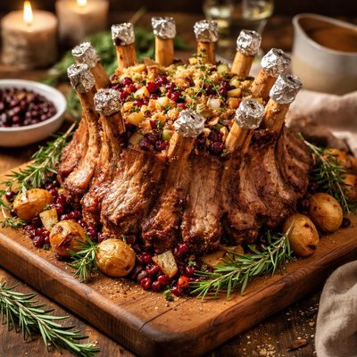 Image of Crown Pork Roast with Cranberry Stuffing