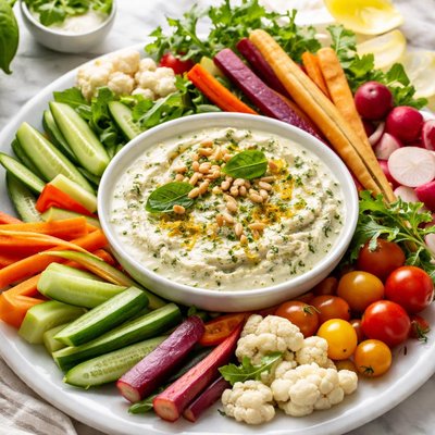 Image of Crudites with Lemon Pesto Goat Cheese Dip