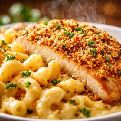 Image of Crumb Topped Chicken with Macaroni and Cheese