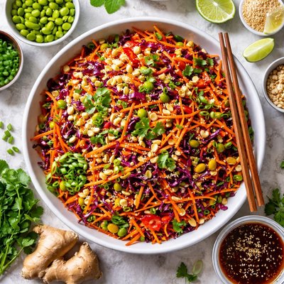 Image of Crunchy Carrot Slaw with Ginger Soy Sauce