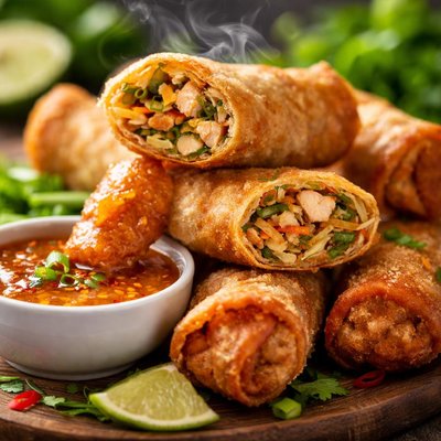 Image of Crunchy Chicken Egg Rolls with Tangy Dipping Sauce A1