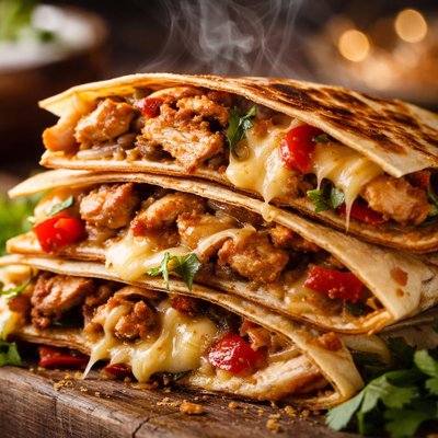 Image of Crunchy Gooey Chicken Quesadillas