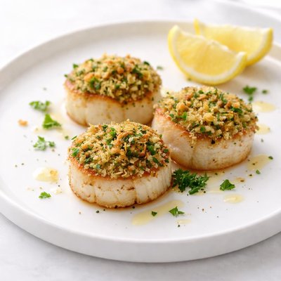 Image of Crunchy Lemon and Herb Crusted Scallops Robin Miller