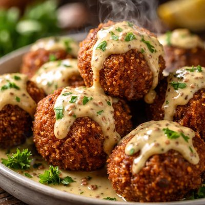 Image of Crunchy Meatballs with Mustard Sauce