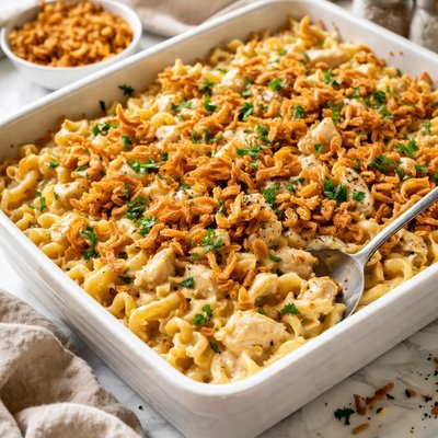 Image of Crunchy Onion Chicken Noodles Casserole