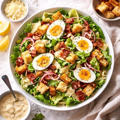 Image of Crunchy Romaine Salad with Eggs and Croutons