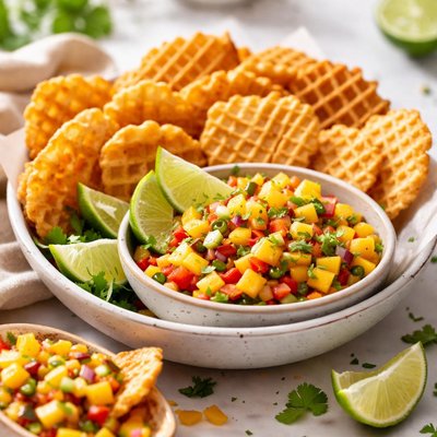 Image of Crunchy Waffle Chips with Mango Ginger Salsa
